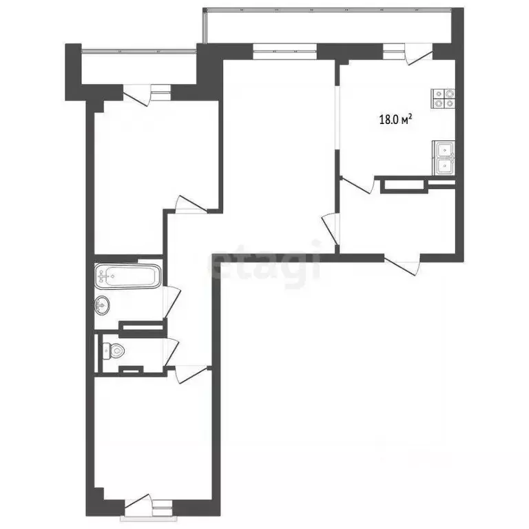 3-к кв. Челябинская область, Челябинск Университетская Набережная ул., ... - Фото 2
