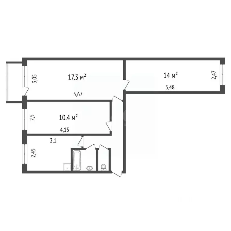 3-к кв. Красноярский край, Сосновоборск ул. 9-й Пятилетки, 5 (59.0 м) - Фото 2