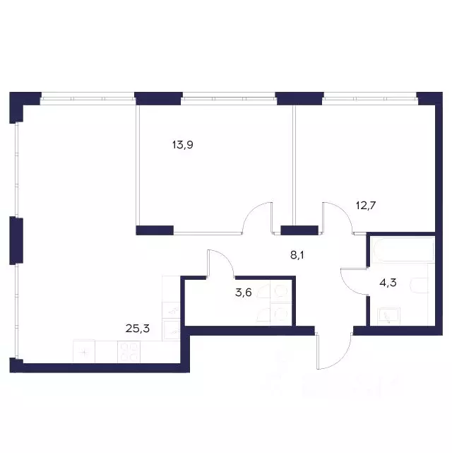 2-к кв. Пензенская область, Пенза Велларт Сити жилой комплекс (67.9 м) - Фото 2