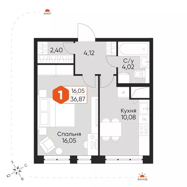 1-комнатная квартира: посёлок городского типа Некрасовский, Заводская ... - Фото 2