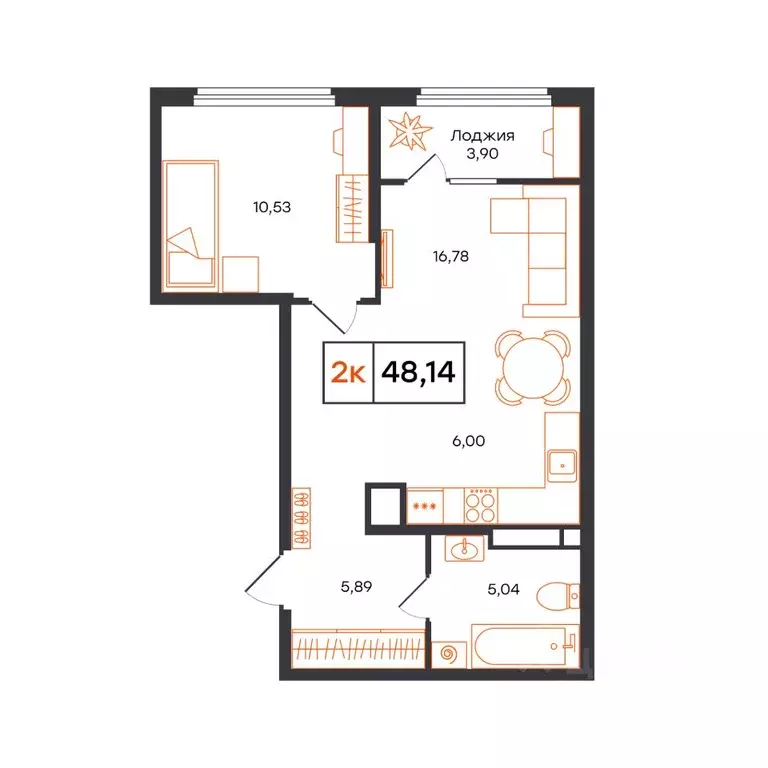 1-к кв. Тюменская область, Тюмень ул. Бориса Прудаева, 7 (48.14 м) - Фото 1