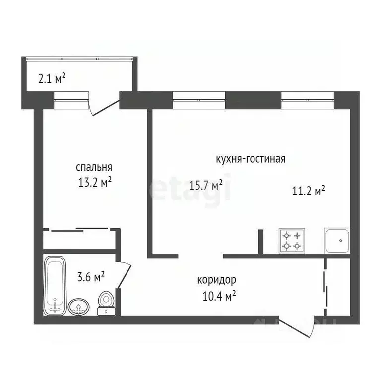 2-к кв. Красноярский край, Красноярск ул. Гусарова, 78 (53.7 м) - Фото 2