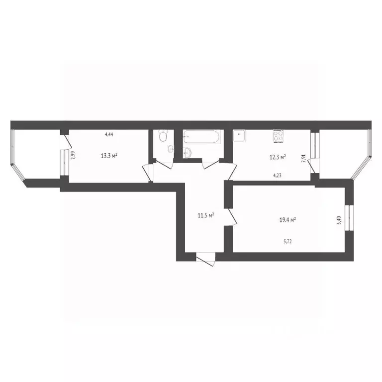 2-к кв. Вологодская область, Вологда ул. Гагарина, 2ак1 (42.9 м) - Фото 2