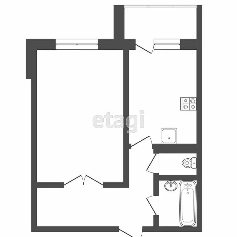 1-комнатная квартира: Тюмень, Лесопарковая улица, 13А (36 м) - Фото 1