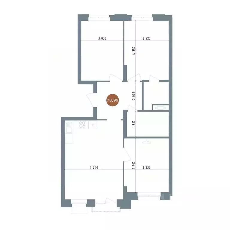 4-к кв. Новосибирская область, Новосибирск ул. Костычева, 19/1 (78.99 ... - Фото 1