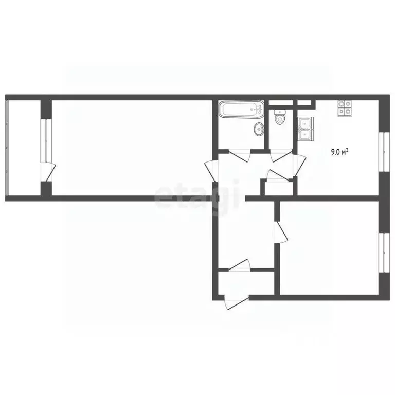 2-к кв. Ямало-Ненецкий АО, Муравленко Российская ул., 44 (51.3 м) - Фото 2