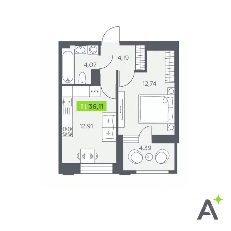 1-к кв. Ленинградская область, Всеволожский район, Заневское городское ... - Фото 1