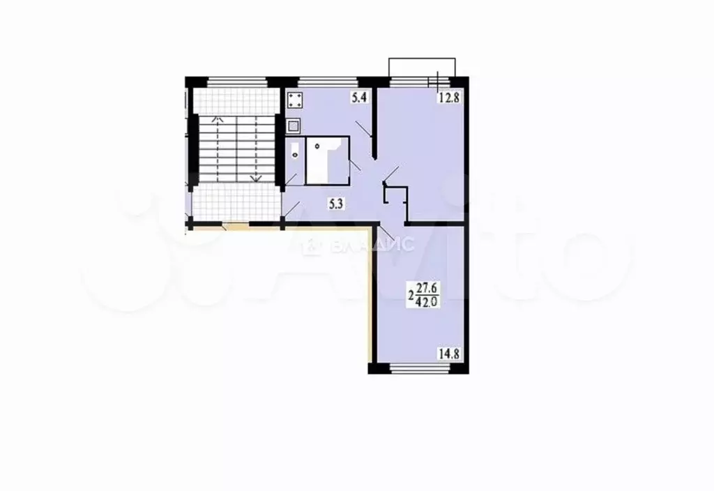 2-к. квартира, 42 м, 5/5 эт. - Фото 0