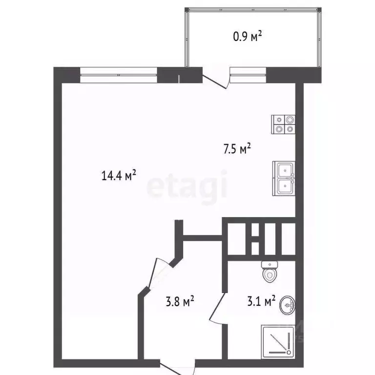 1-к кв. Краснодарский край, Краснодар ул. Имени М.П. Шемякина, 2 (29.6 ... - Фото 1