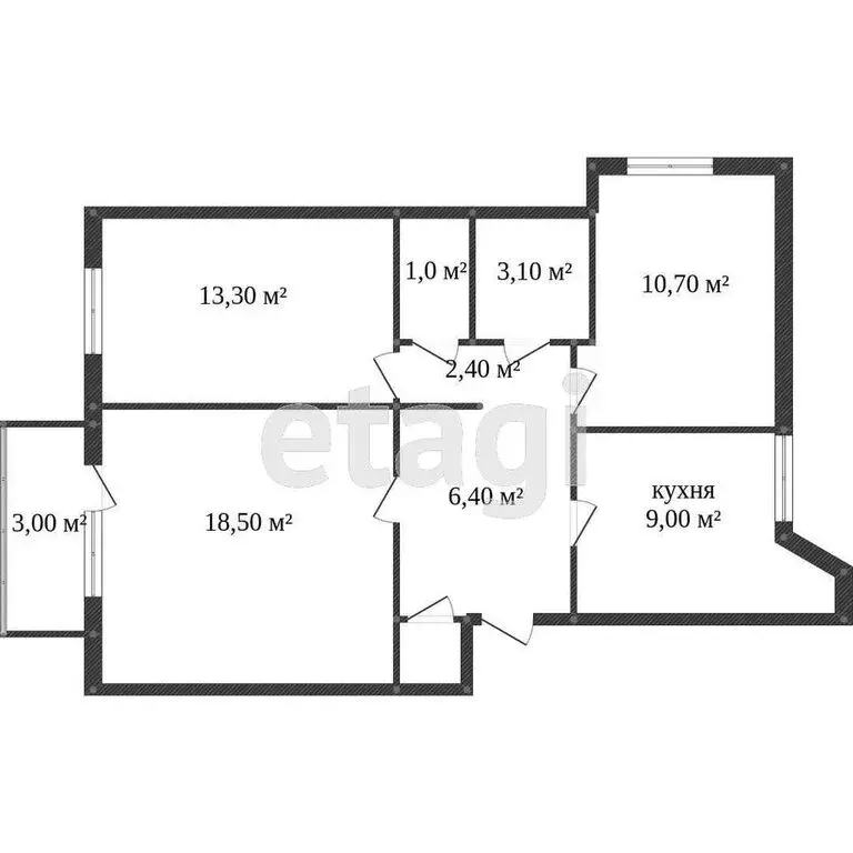 3-комнатная квартира: Ишим, Цветочная улица, 4 (60.9 м) - Фото 1