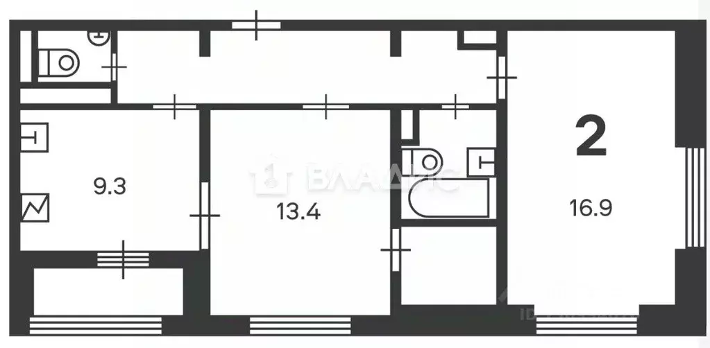 2-к кв. Москва ул. Маршала Еременко, 5к1 (56.5 м) - Фото 2
