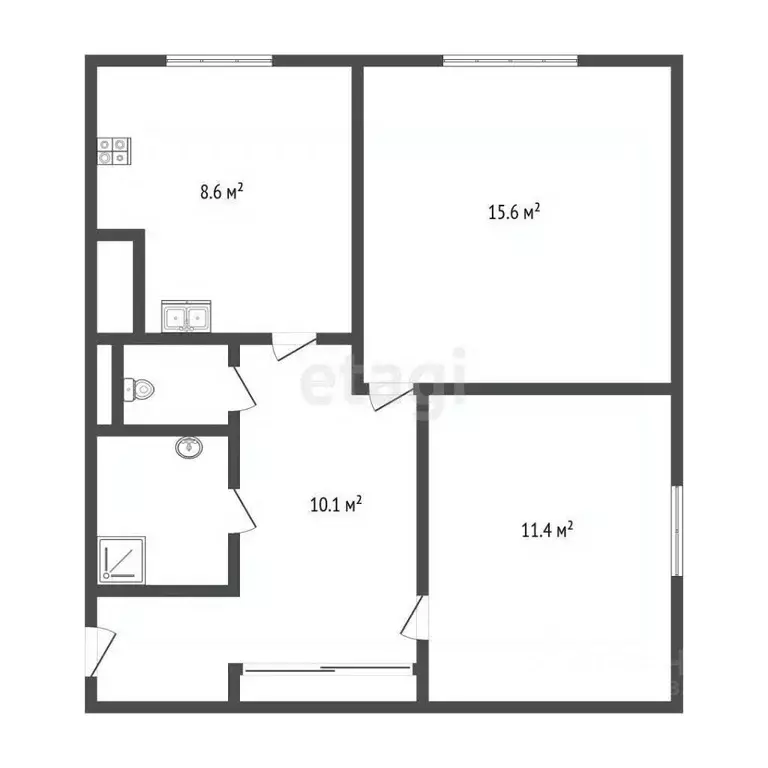 2-к кв. Санкт-Петербург, Санкт-Петербург, Кронштадт Кронштадтское ш., ... - Фото 2