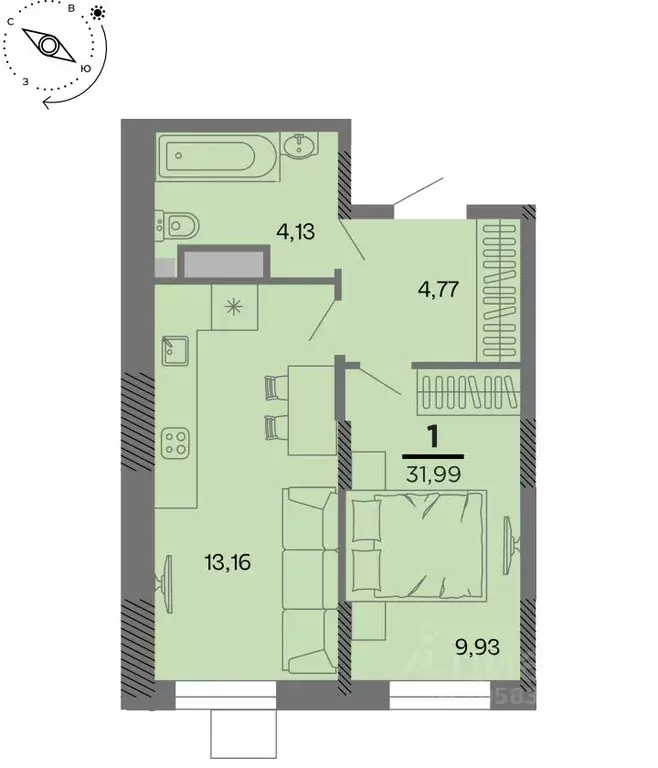 1-к кв. Рязанская область, Рязань Метропарк тер., Метропарк жилой ... - Фото 1