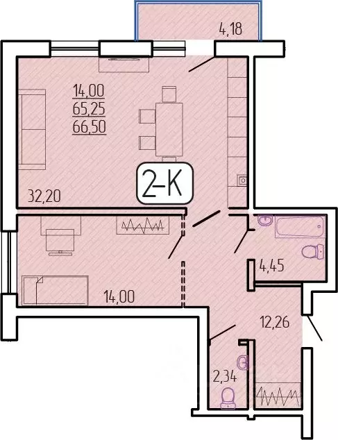 2-к кв. Бурятия, Улан-Удэ 129-й мкр,  (66.5 м) - Фото 1