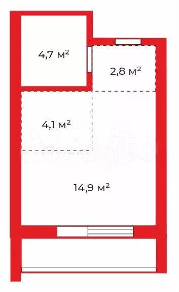 Квартира-студия, 26,5 м, 2/4 эт. - Фото 0