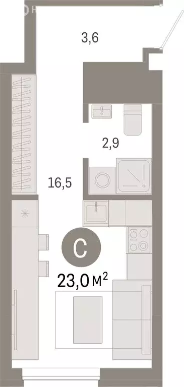 Квартира-студия: Екатеринбург, переулок Ритслянда, 15 (23 м) - Фото 0