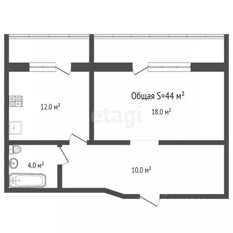 1-к кв. Брянская область, Брянск Красноармейская ул., 38 (44.0 м) - Фото 2