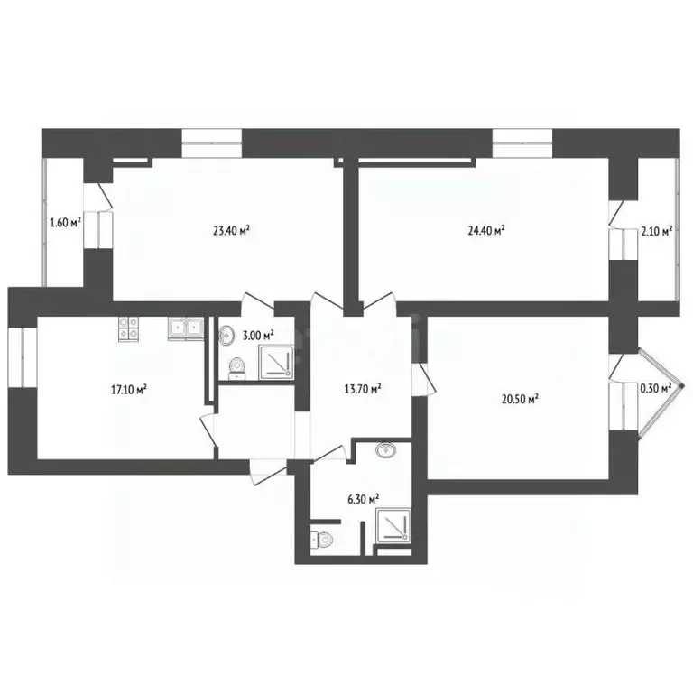 3-к кв. Забайкальский край, Чита ул. Токмакова, 7 (110.6 м) - Фото 2