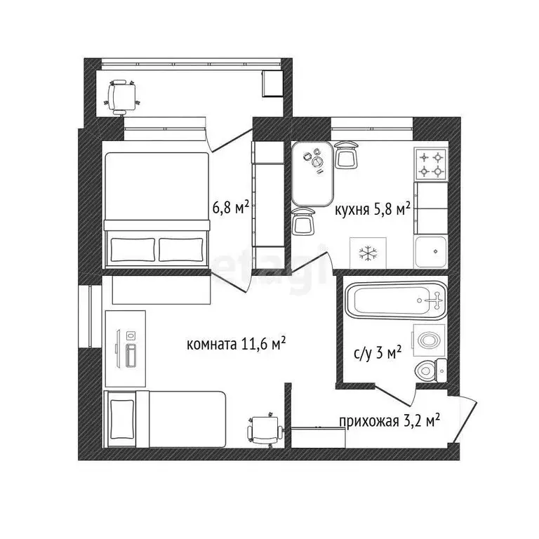1-комнатная квартира: Белгород, улица Некрасова, 5 (30.4 м) - Фото 1