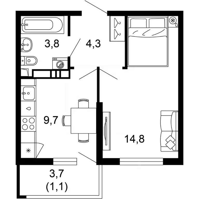 1-к кв. Краснодарский край, Сочи пос. Кудепста,  (33.7 м) - Фото 0