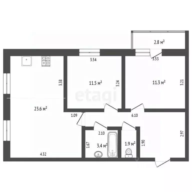 2-к кв. Тюменская область, Тюмень Ямская ул., 65 (62.8 м) - Фото 0