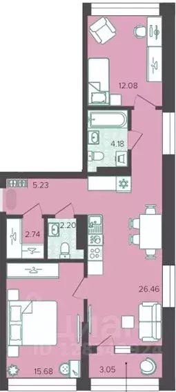 2-к кв. Ханты-Мансийский АО, Ханты-Мансийск ул. Объездная, 57А (71.7 ... - Фото 0