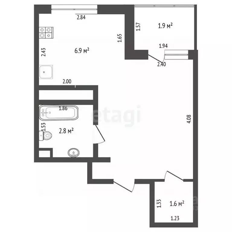 Студия Тюменская область, Тюмень Дамбовская ул., 25к1 (24.0 м) - Фото 2