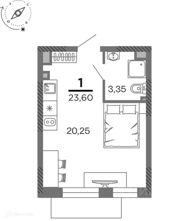 1-к кв. Рязанская область, Рязань Олимпийский городок мкр, 10 (23.6 м) - Фото 1