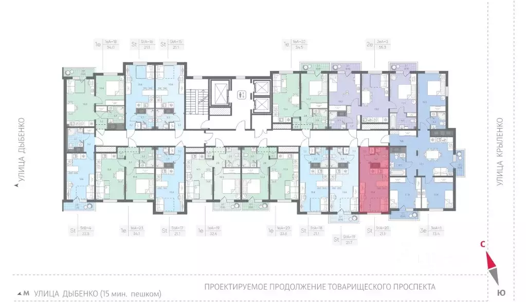 Студия Санкт-Петербург Товарищеский просп., 38Б (21.1 м) - Фото 1