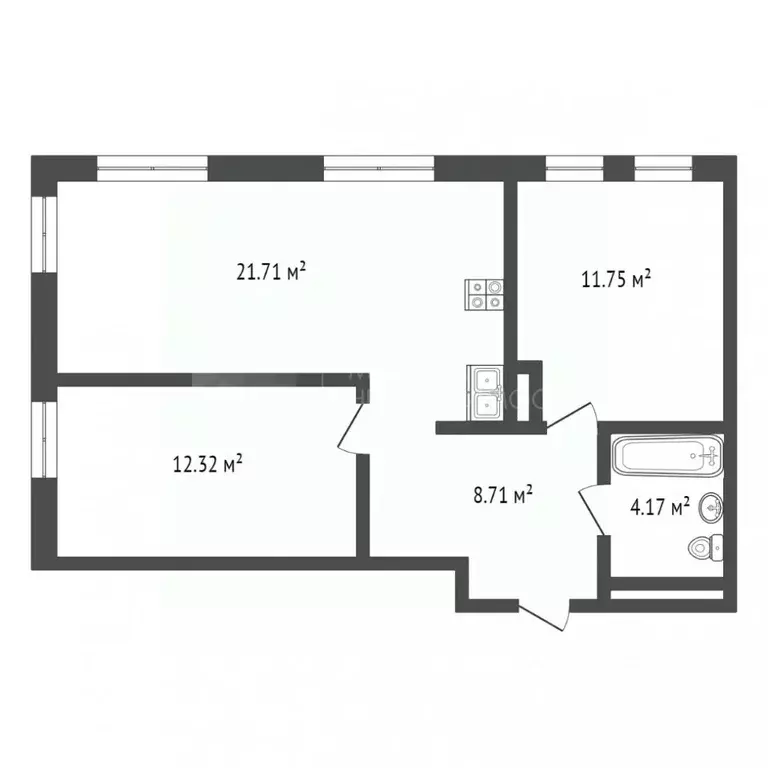 2-к кв. Тюменская область, Тюмень ул. Газовиков, 73к1 (53.0 м) - Фото 1