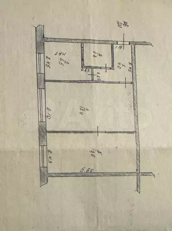 2-к. квартира, 44,5 м, 1/5 эт. - Фото 0