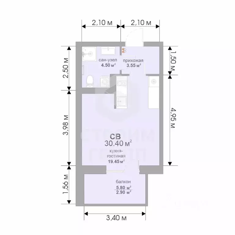 Студия Владимирская область, Владимир Текстильщик СНТ,  (30.1 м) - Фото 2