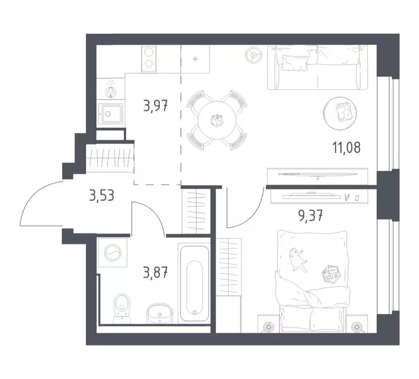 1-комнатная квартира: посёлок городского типа Мисайлово, микрорайон ... - Фото 1