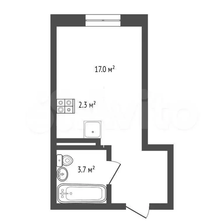 Квартира-студия, 23,8 м, 10/21 эт. - Фото 0