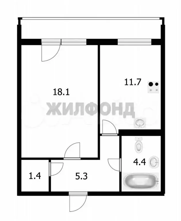 1-к. квартира, 40,9 м, 2/10 эт. - Фото 0