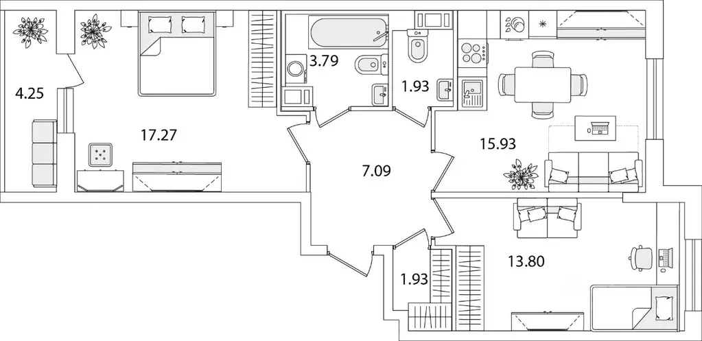 2-к кв. Санкт-Петербург ул. Тамбасова, 5Н (63.87 м) - Фото 0