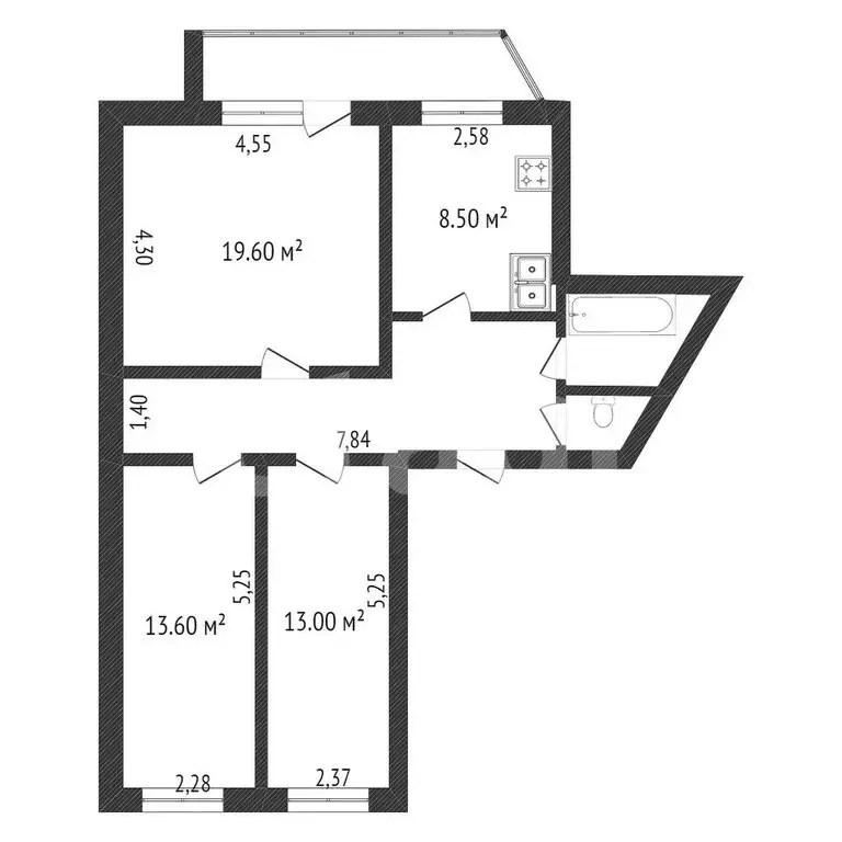 3-комнатная квартира: Боровский, улица Мира, 18 (73.5 м) - Фото 0