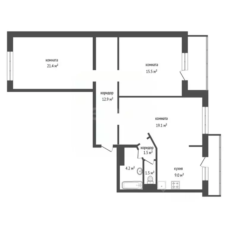 3-к кв. Красноярский край, Красноярск просп. 60 лет Образования СССР, ... - Фото 1