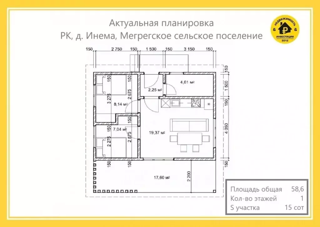 Дом в Карелия, Олонецкий район, Мегрегское с/пос, д. Инема  (59 м) - Фото 1
