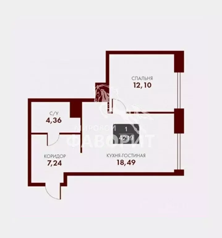 1-к кв. Оренбургская область, Оренбург просп. Гагарина, 17А (42.19 м) - Фото 2