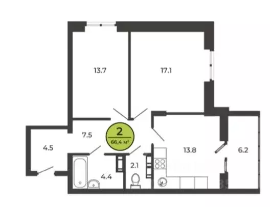 2-к кв. Брянская область, Брянский район, Свенское с/пос, пос. Свень ... - Фото 1