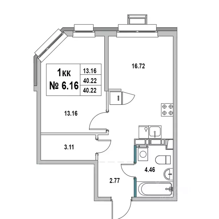 1-к кв. Ленинградская область, Выборг ул. 2-я Южная, 4 (40.22 м) - Фото 1