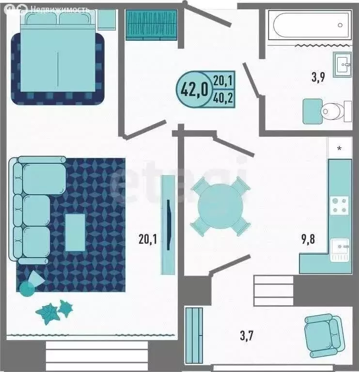 1-комнатная квартира: Липецк, Минская улица, 6Ак1 (40 м) - Фото 1