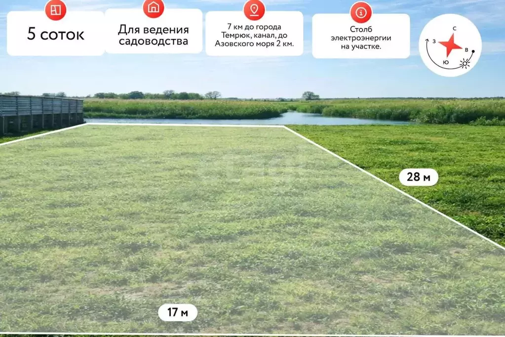 Участок в Краснодарский край, Темрюкский район, Голубицкое с/пос, ... - Фото 1