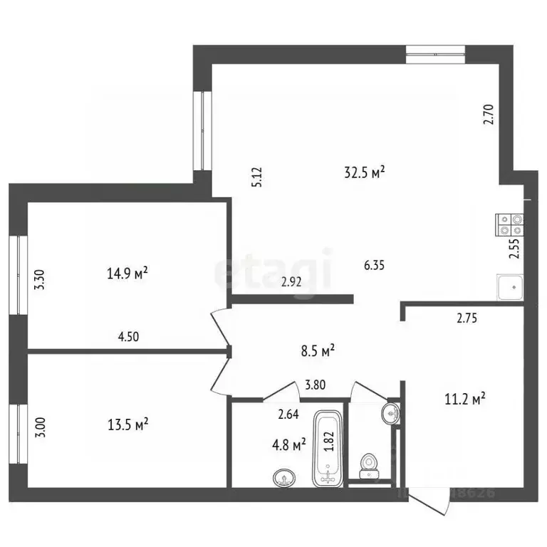 2-к кв. Московская область, Дмитров ул. Архитектора В.В. Белоброва, 7 ... - Фото 2