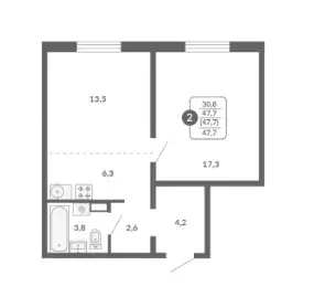 Продаётся 2-к квартира, 47.7 м - Фото 0