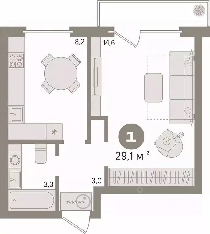 1-к кв. Курганская область, Курган Заозерный жилрайон, 1-й мкр, ул. ... - Фото 2