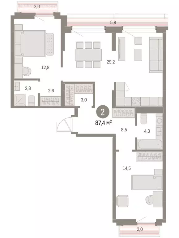 2-комнатная квартира: Екатеринбург, микрорайон Академический, 19-й ... - Фото 2
