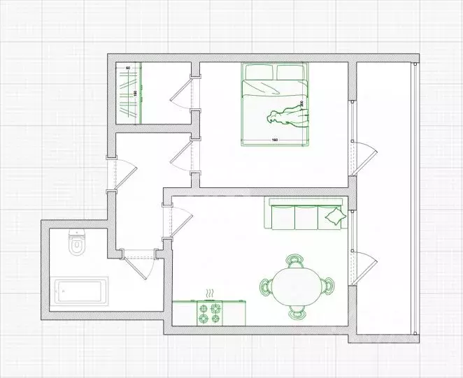 1-к кв. Омская область, Омск просп. Королева, 7 (44.9 м) - Фото 2