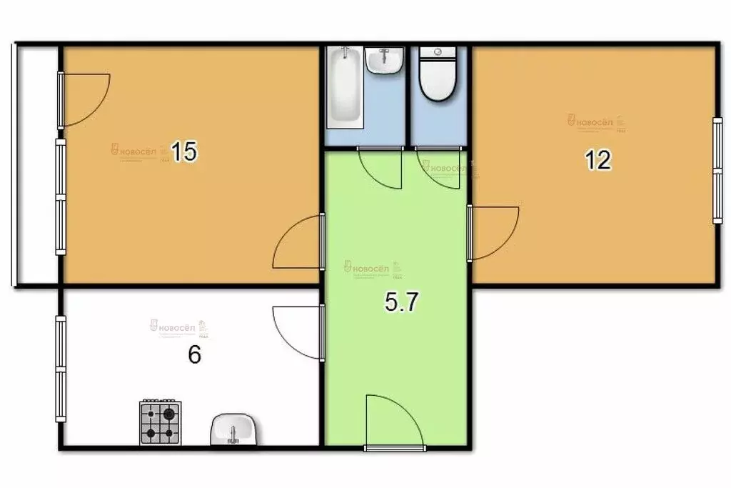 2-комнатная квартира: Екатеринбург, Ангарская улица, 38 (44 м) - Фото 0